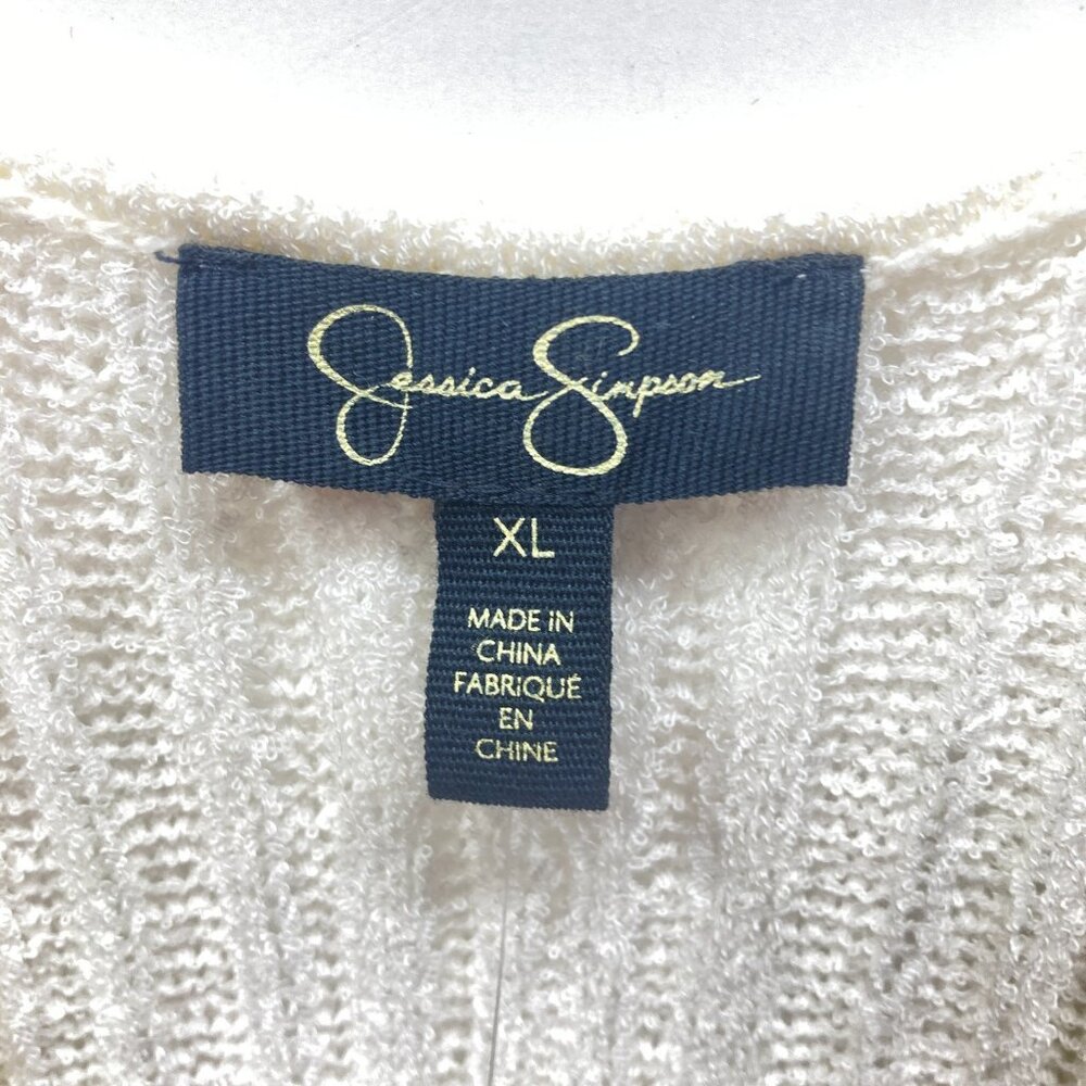 Jessica Simpson Edith Sweater Tank Top, Size XL, White Racerback V-Neck, NEW - Picture 3 of 14